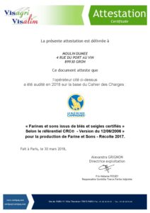 attestation CRC MOULIN DUMEE audit du 27.03.2018